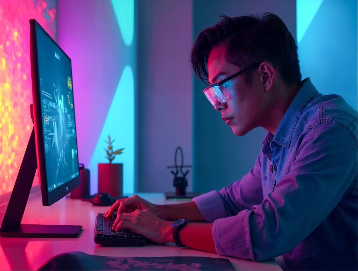 Developer at computer